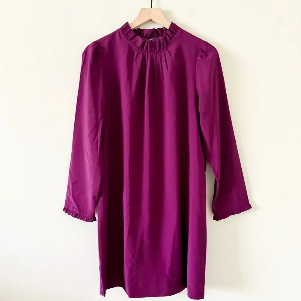 J. Crew Long Sleeve Sheath Mini Dress in Magenta Size 6